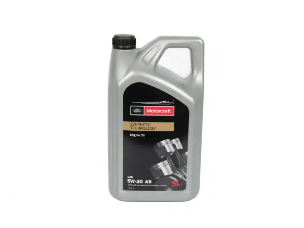 Olej silnikowy Motorcraft 5W-30 A5 w 5-litrowej butelce.